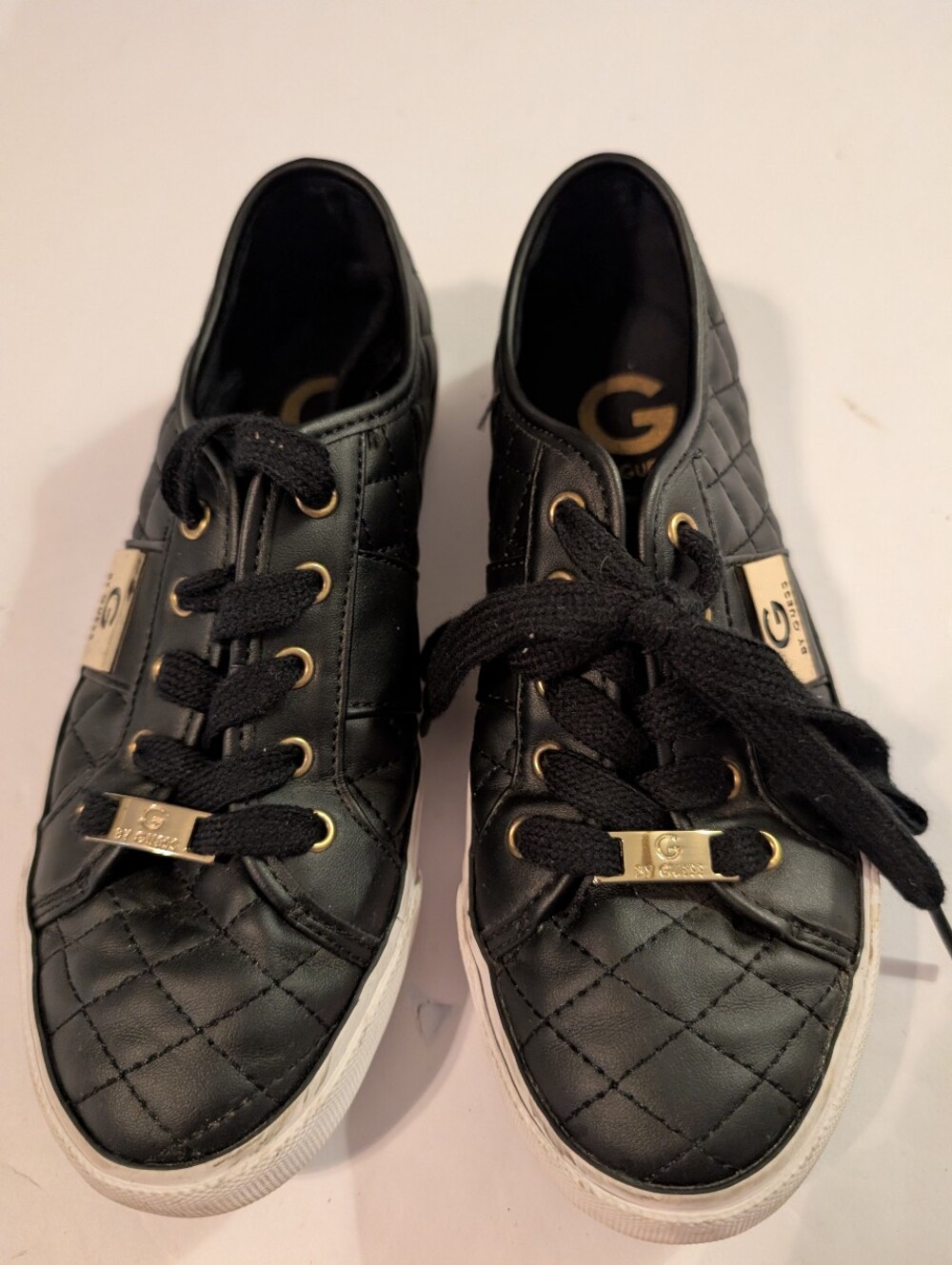 G by Guess Black Quilted Lace-Up Women's Sneakers Sz 6M